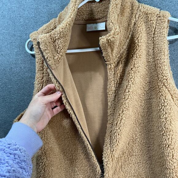 Belle by Kim Gravel Signature Zip Sherpa Vest Camel Size Medium - Picture 4 of 9